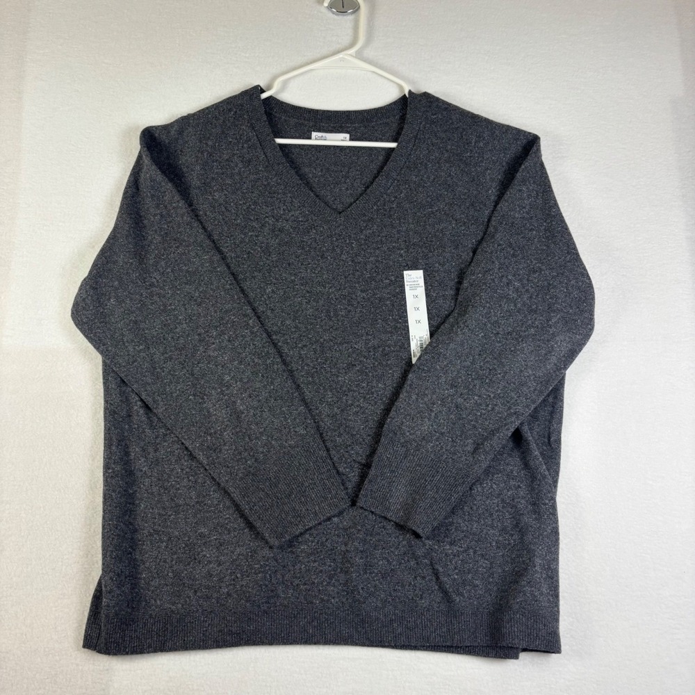 Croft & Barrow Mens Extra Soft V-Neck Sweater Charcoal Gray Heather 1X New